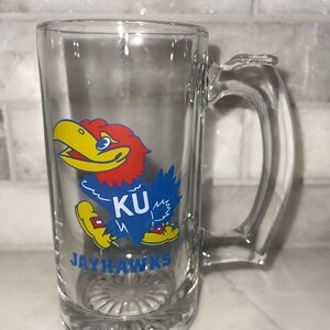 University of Kansas Jayhawks Clear Glass Beer Mug, 12oz KU NCAA